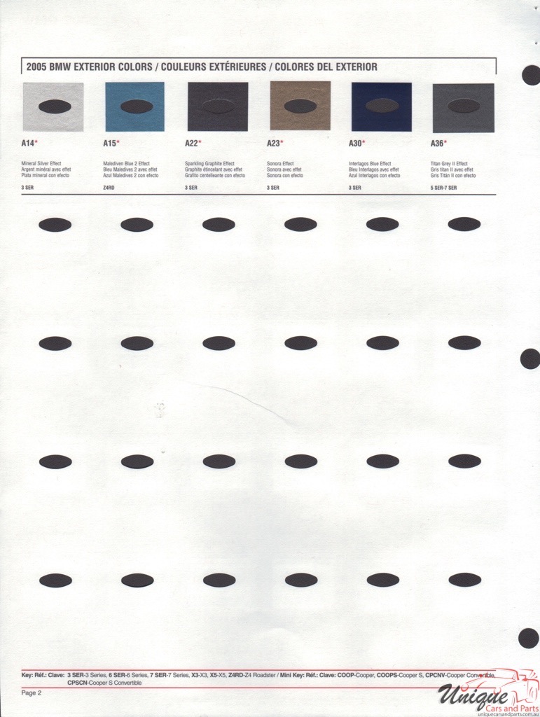 2005 BMW Paint Charts DuPont 2